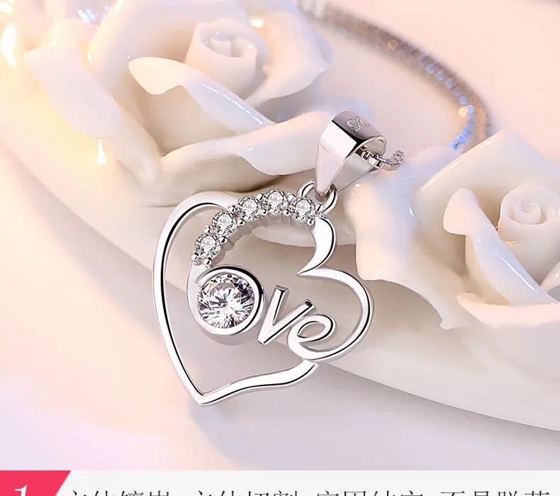 Wholesale S925 Neck Chain Love Heart Shape Necklace