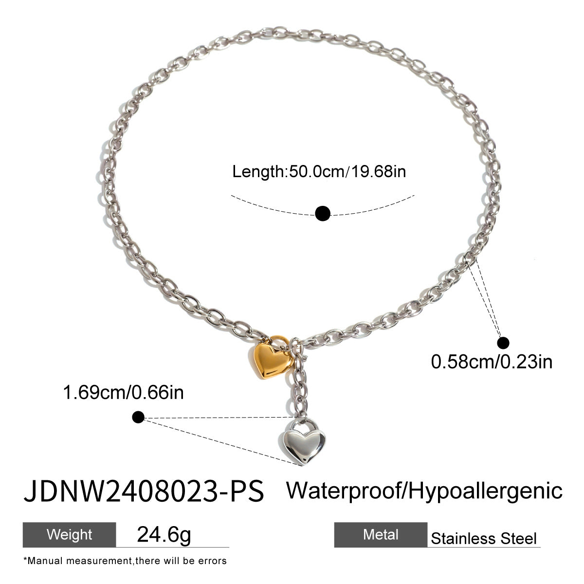 Wholesale 18k gold stainless steel gold and silver color matching love OT buckle necklace