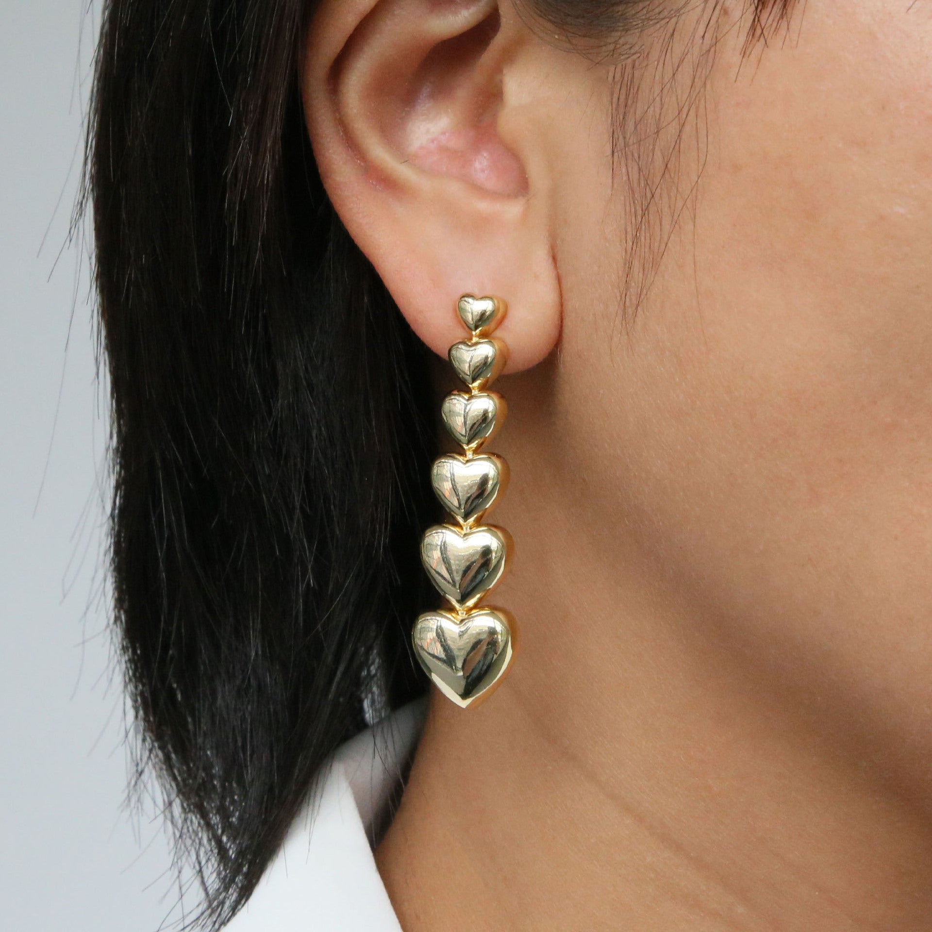Wholesale copper plated real gold exaggerated love heart heart earrings