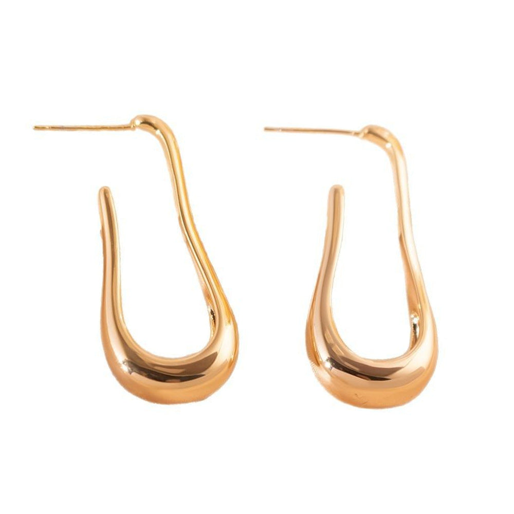 Wholesale Real Gold Electroplated Geometric U-shaped Earrings