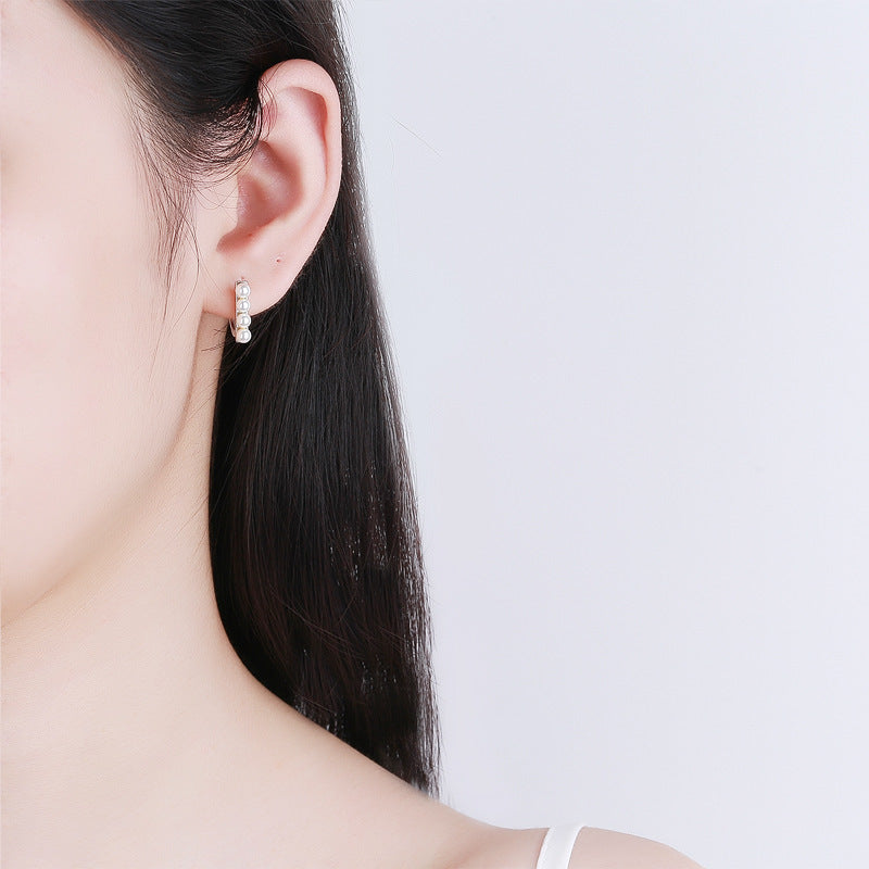 Wholesale S925 Sterling Silver Balance Beam Bead Earrings