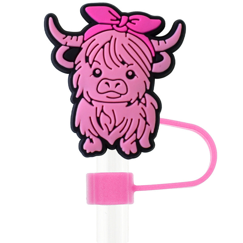 Wholesale Random 100pcs Pink Yak 10mm PVC Soft Straw Tube Cap ACC-SCR-RYY105