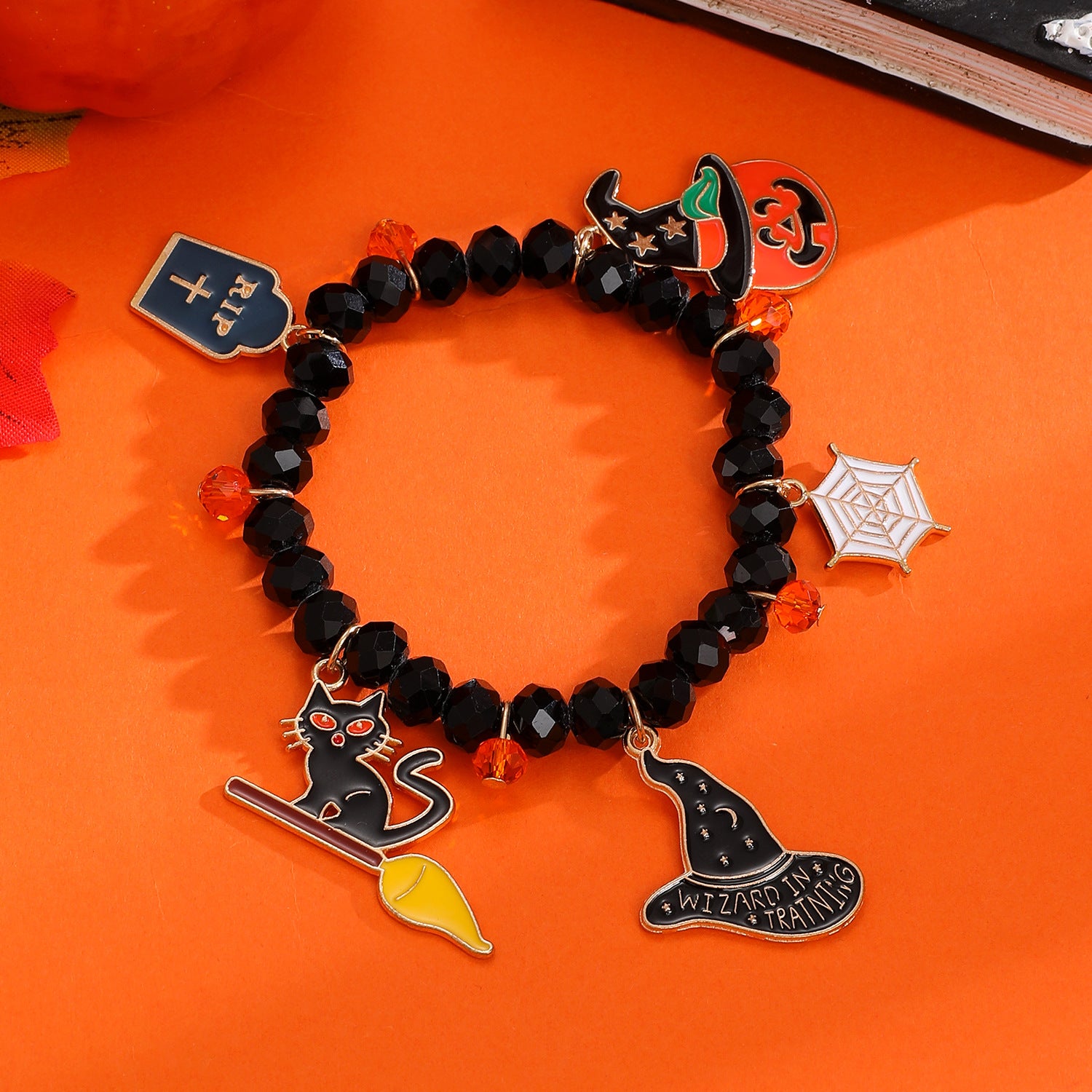 Wholesale Funny  Pumpkin Skull Soft Clay Bracelet - Women' s Trendy Jewelry Accessory for Resale