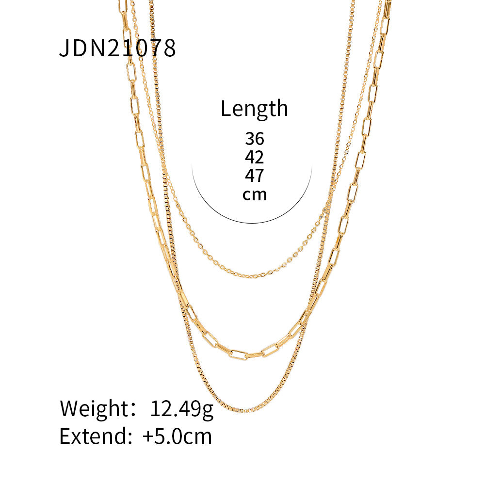 Wholesale Stainless Steel Necklace Clavicle Chain 18K Gold Plated Necklace ACC-NE-JD004