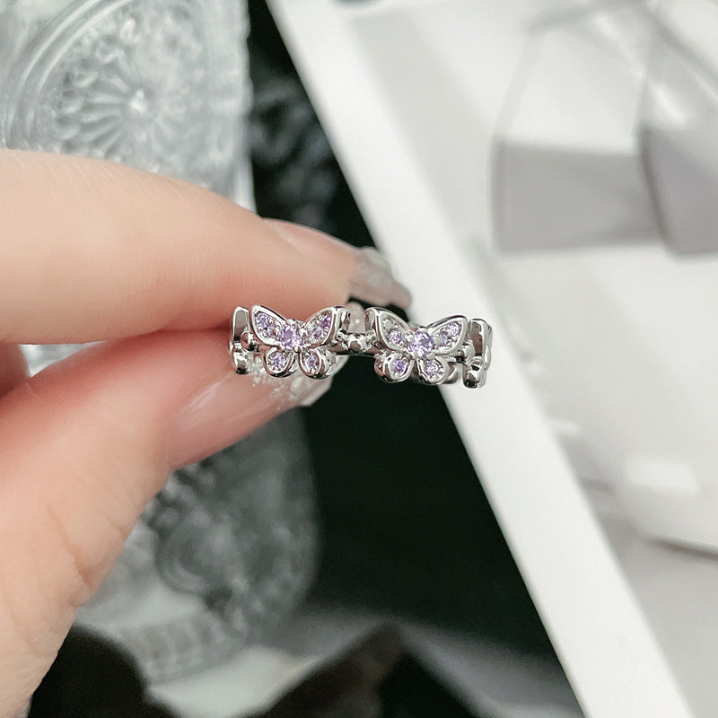 Wholesale Super Flash Zircon Butterfly Ring