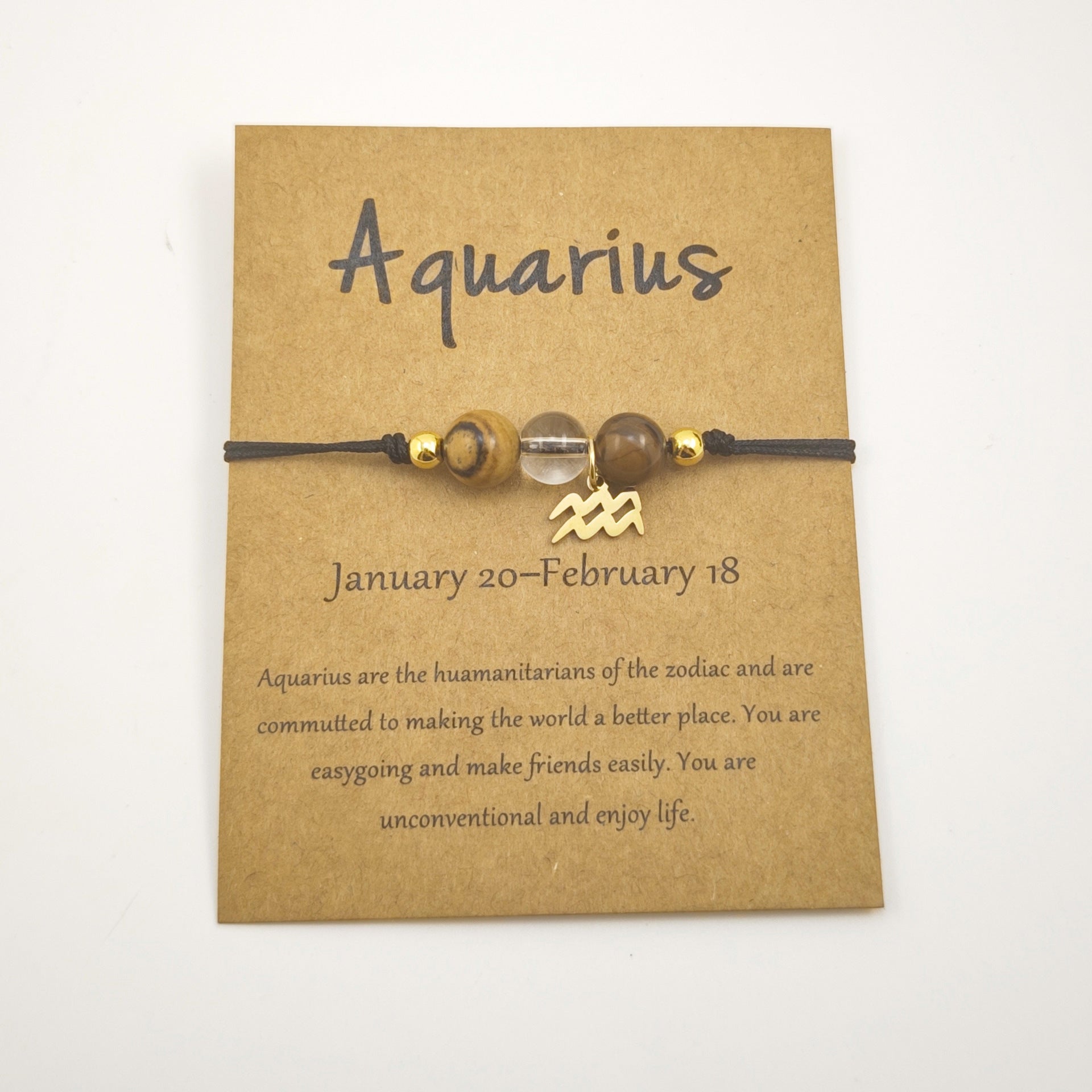 Wholesale Natural Stone Crystal Zodiac Bracelet Handmade Woven Rope Fashion Jewelry Accessory