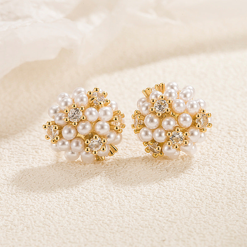 Wholesale  Pearl Hydrangea Earrings