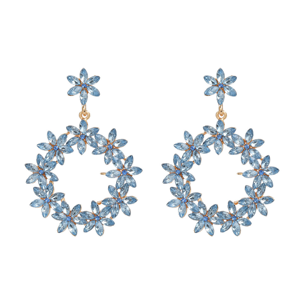 Wholesale Colored Diamond Earrings Full Diamond Flower Alloy Earrings ACC-ES-JL006