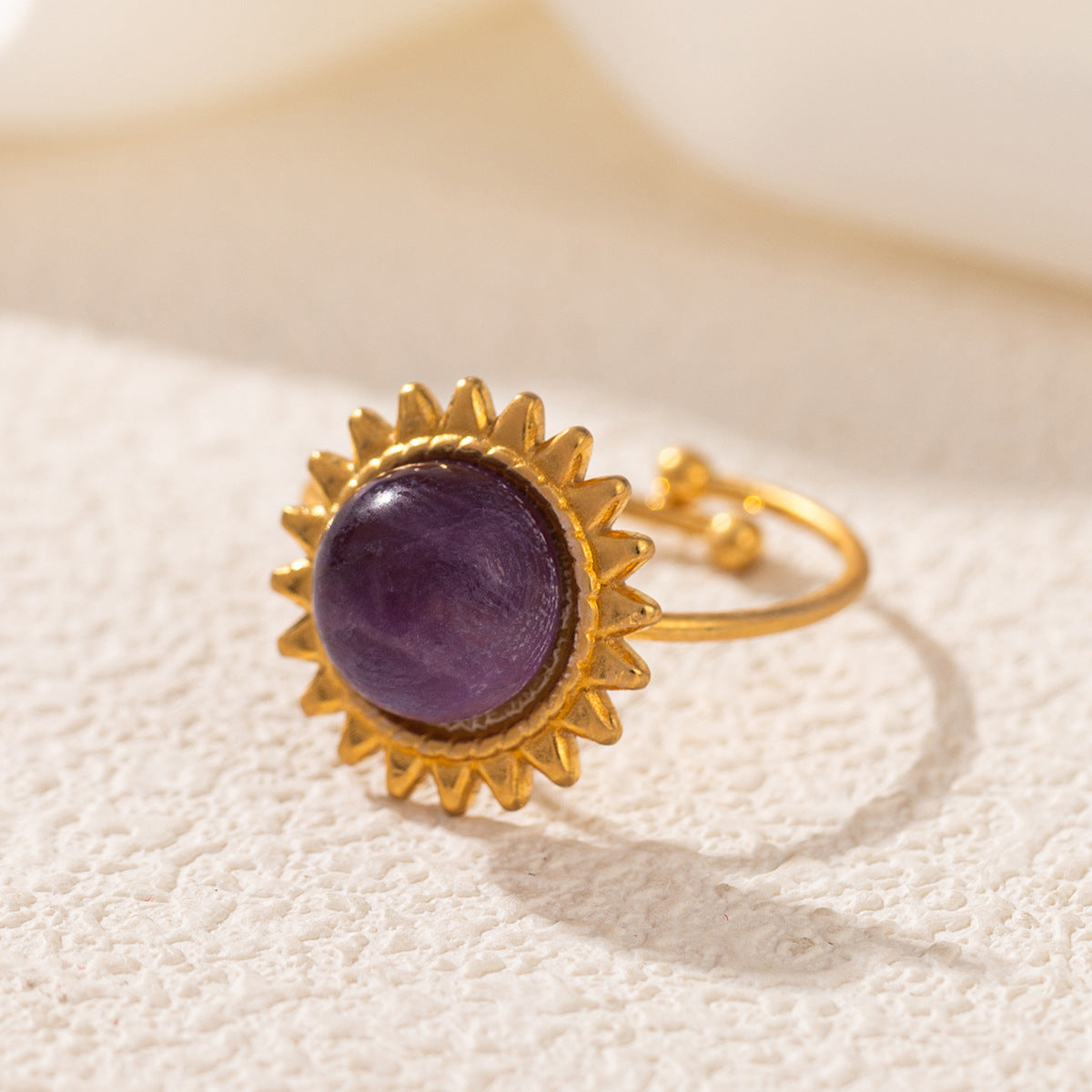 Wholesale Stainless Steel 18K Gold Open Turquoise Ring