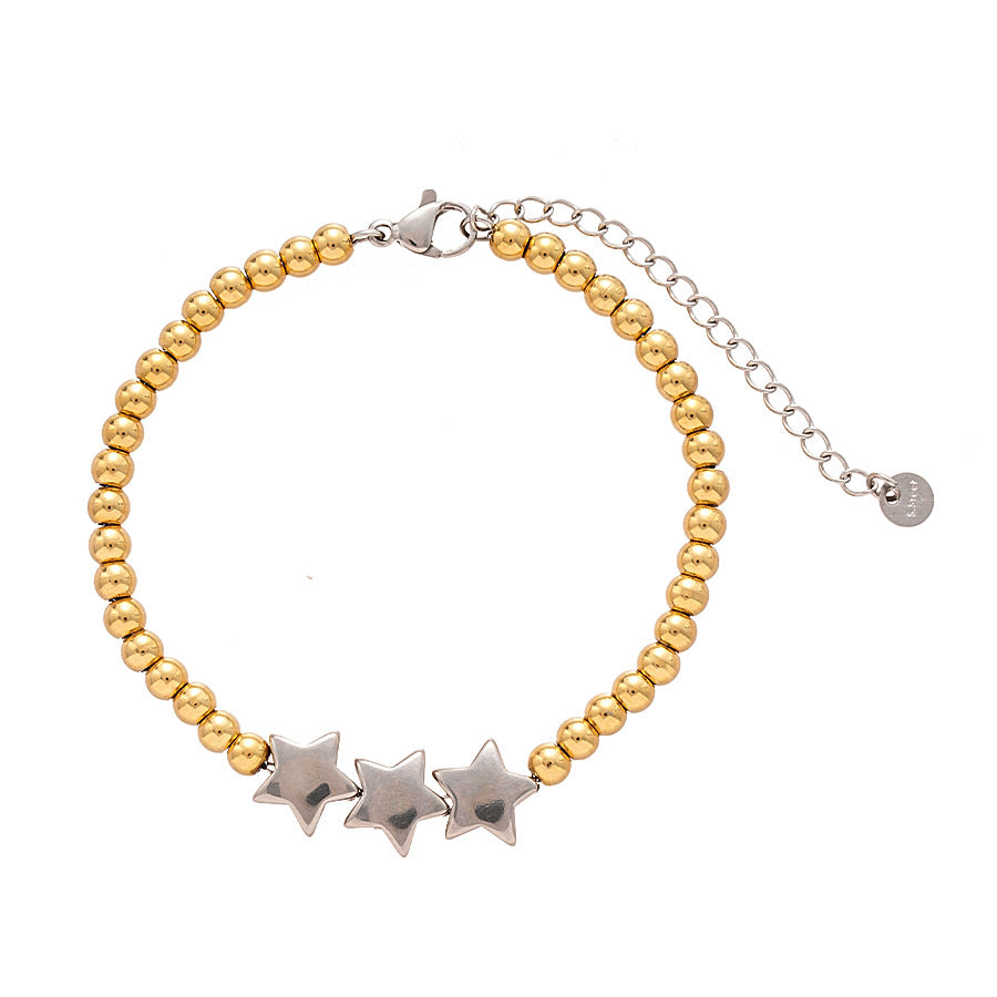 Wholesale Titanium  steel butterfly star flower beaded bracelet