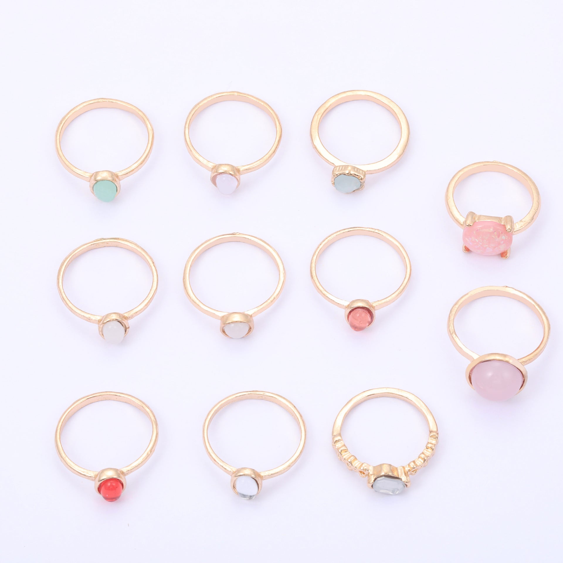 Wholesale  colorful candy color gem 11 suit ring