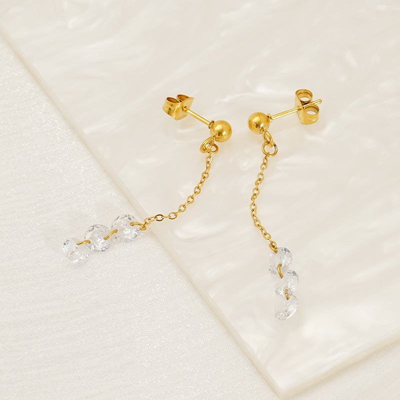 Wholesale Stainless steel  Long Tassel Earrings