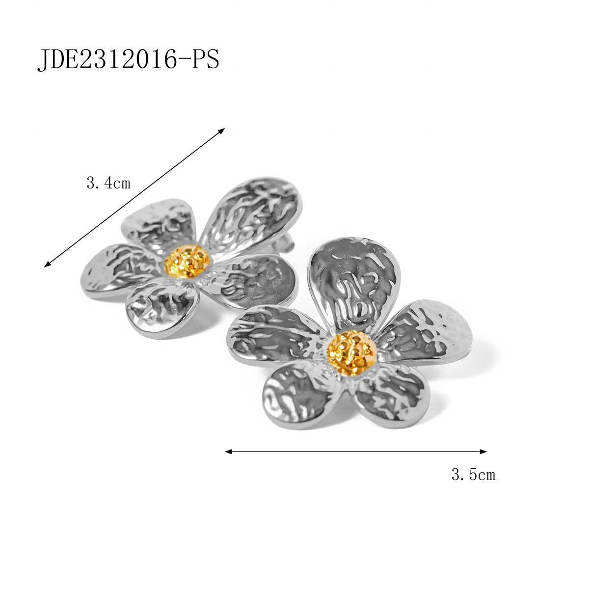 Wholesale Stainless Steel 18kGold flower earrings