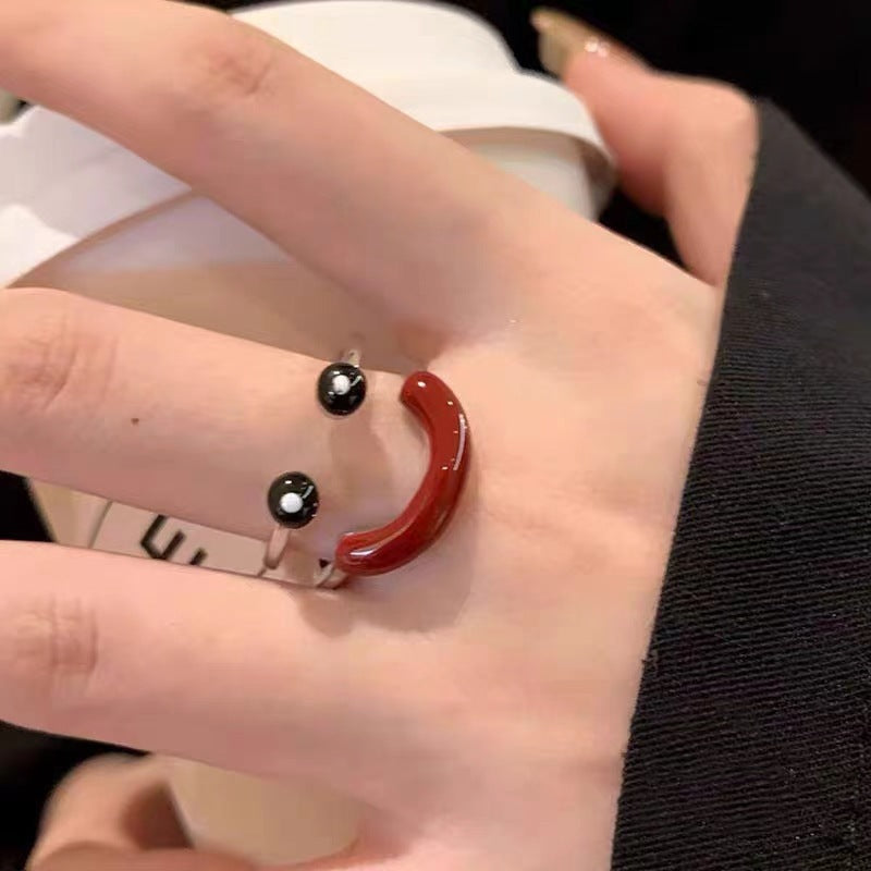 Wholesale Ugly Cute Funny  Oil Dropping Smiley Face Ring