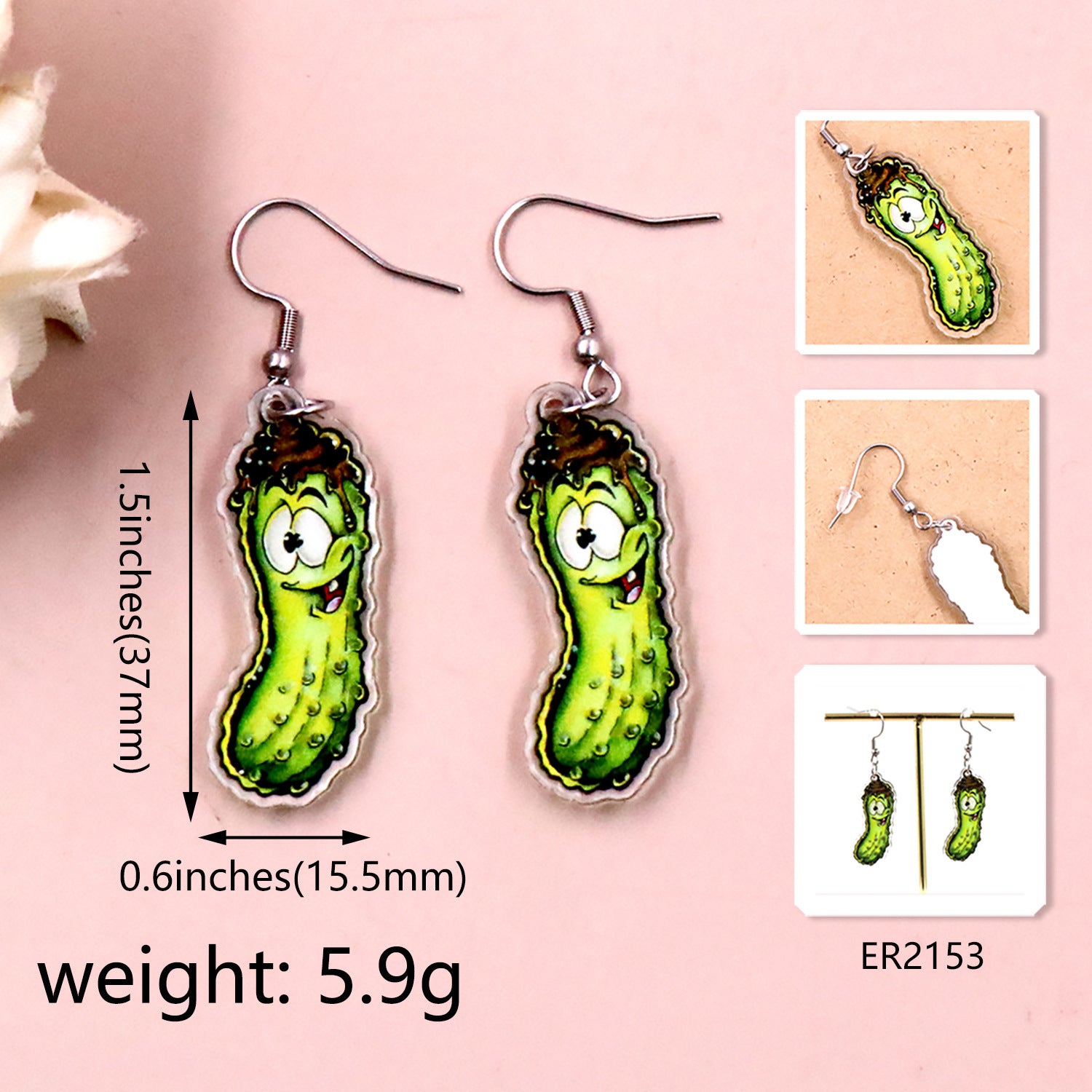 Wholesale vegetable cucumber pickled cucumber earrings