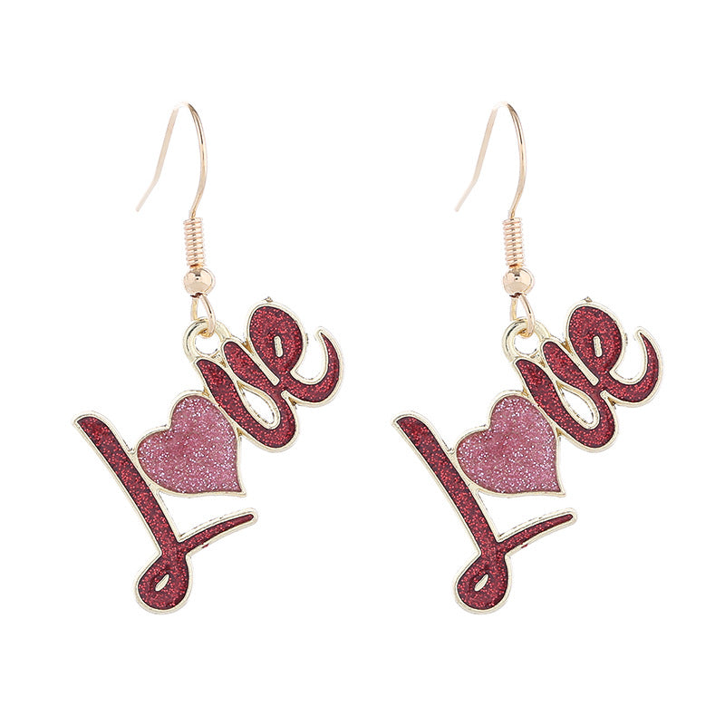 Wholesale Valentine's Day Dropping Oil Love Letter Envelope  Earrings