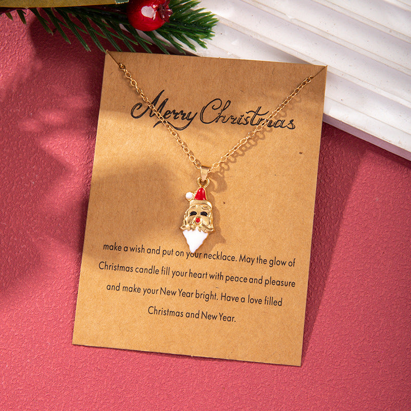 Wholesale Christmas Colored Oil Drop Pendant Christmas Tree Necklaces ACC-NE-Zhey002