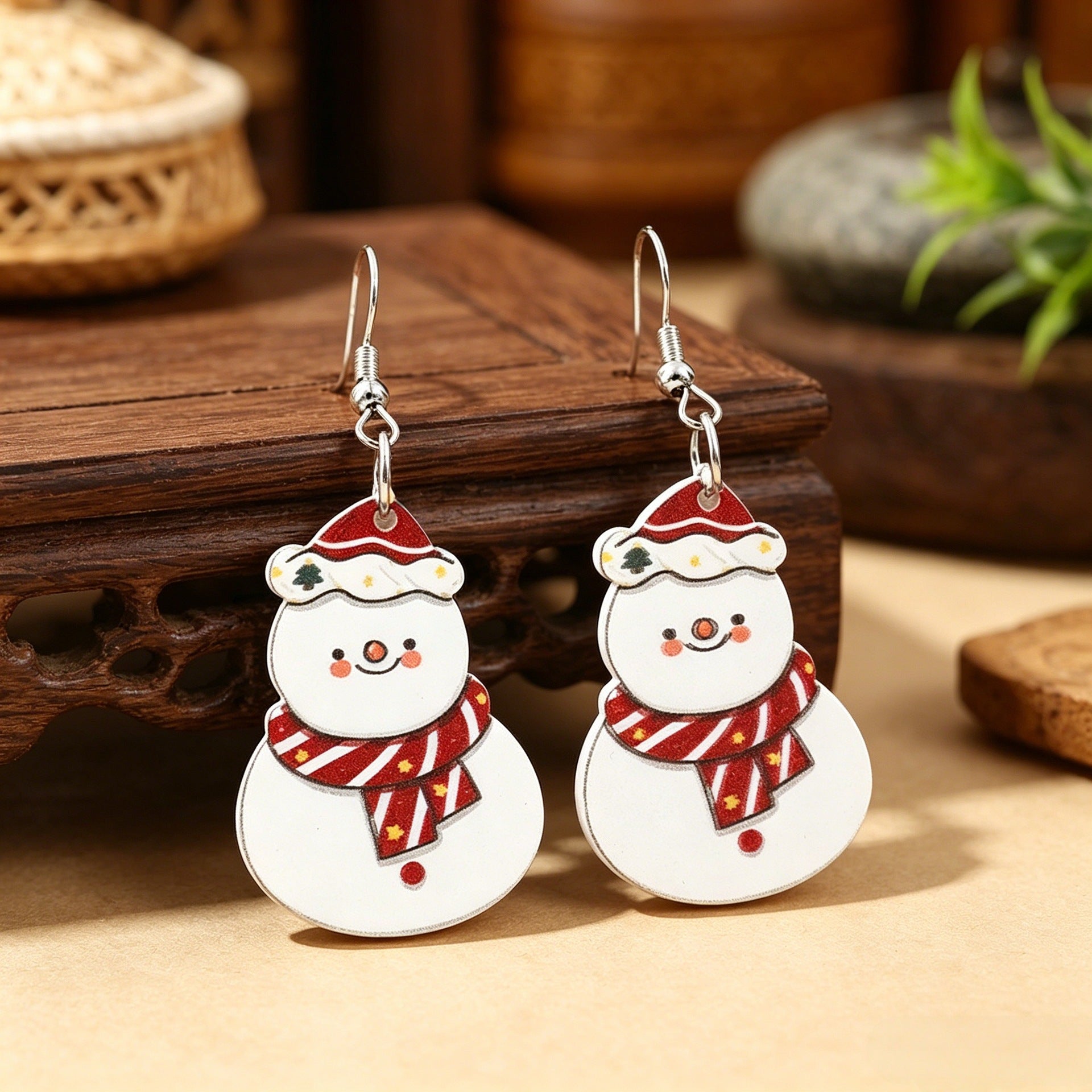 Wholesale Cute Snowman Christmas Acrylic Earrings Party Jewelry Accessory