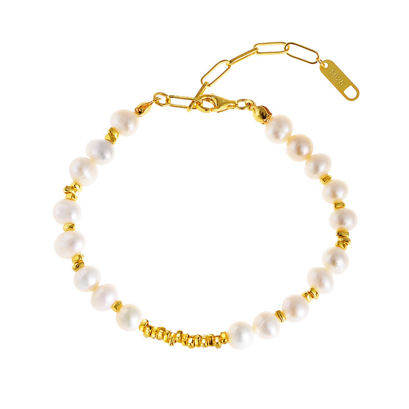 Wholesale Light Luxury Freshwater Pearl S925 Sterling Silver Bracelet ACC-BT-YWE003