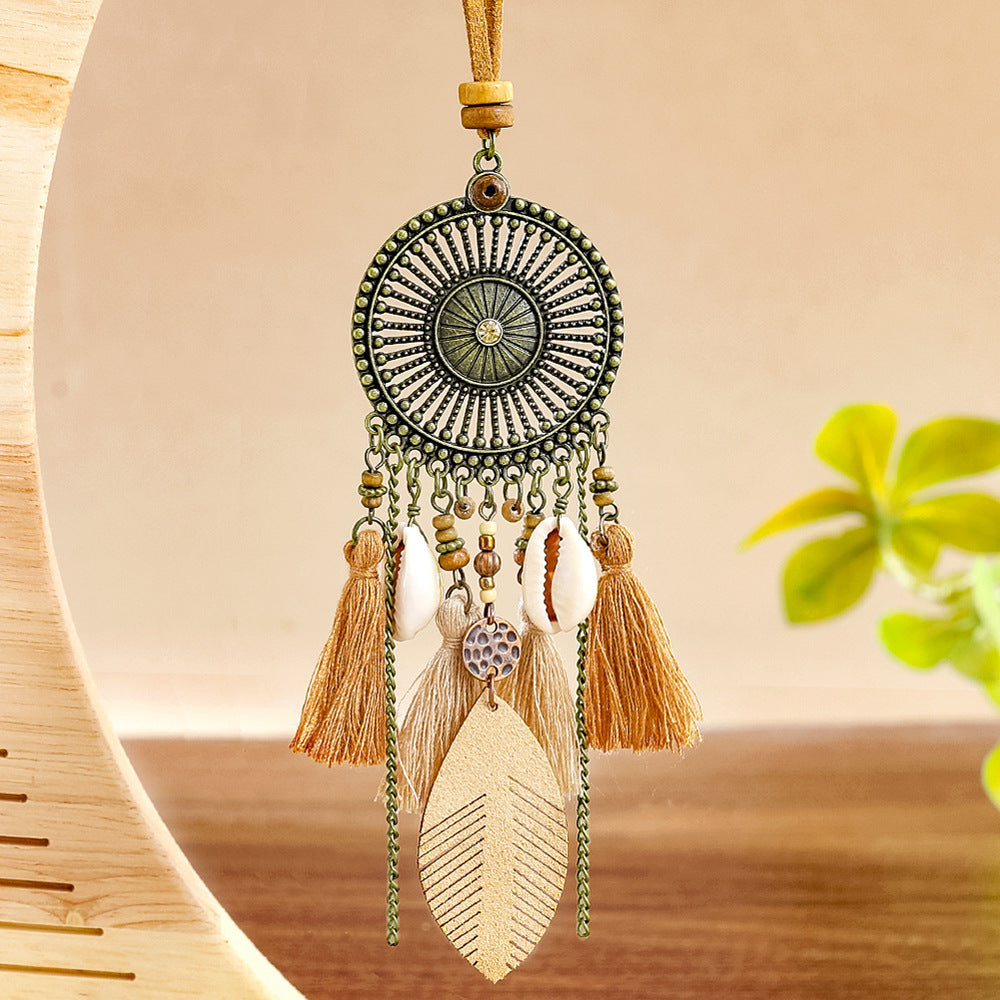 Wholesale Bohemian Tassel Necklace Fishbone Shell Coffee Color Holiday Style Jewelry Accessory Boutique Resale