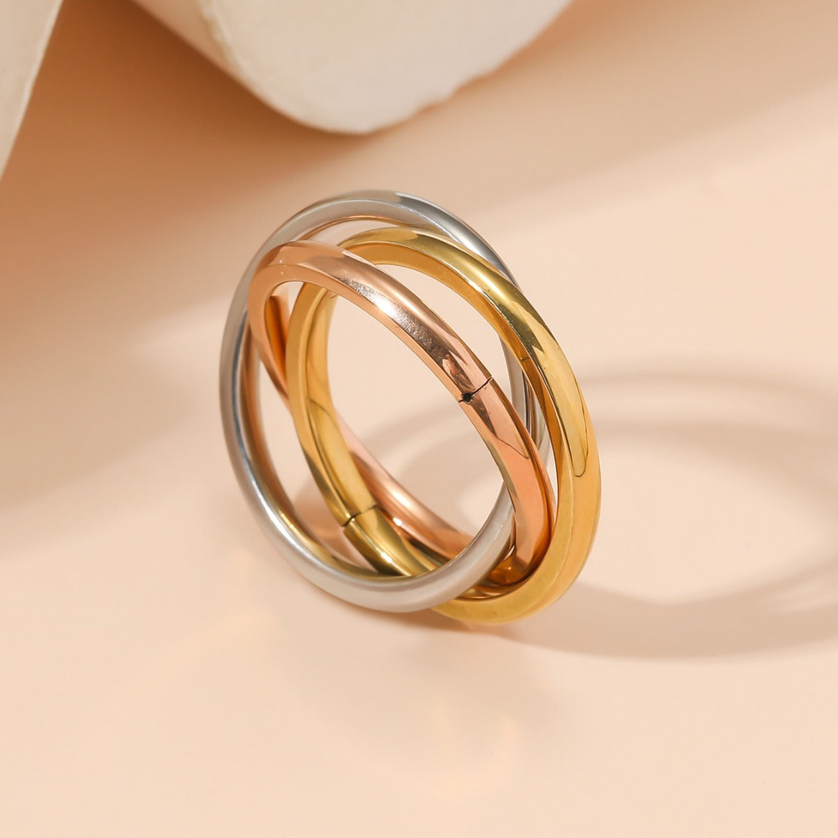 Wholesale  three-color titanium steel three-ring