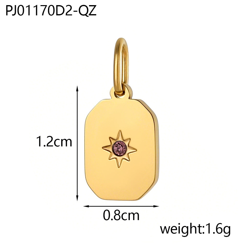 Wholesale Stainless Steel Tag December Zircon Diy Pendant