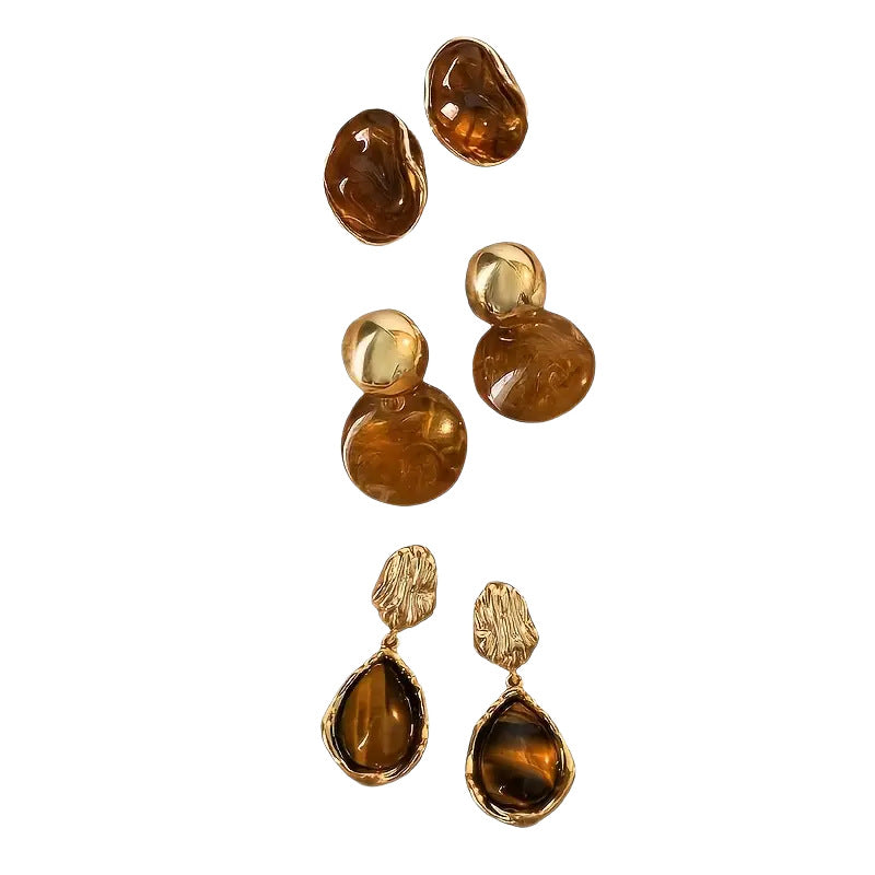 Wholesale Zinc Alloy Geometric Oval Ombre Earrings Set 3 Pairs For Women Autumn Winter Jewelry Accessory