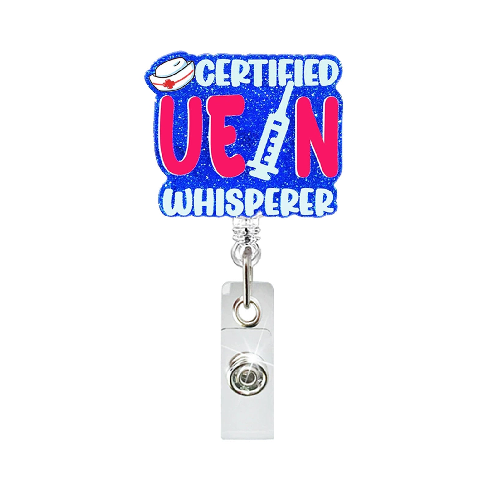 Wholesale Glitter Acrylic Doctor Easy-Pull  Badge Reels