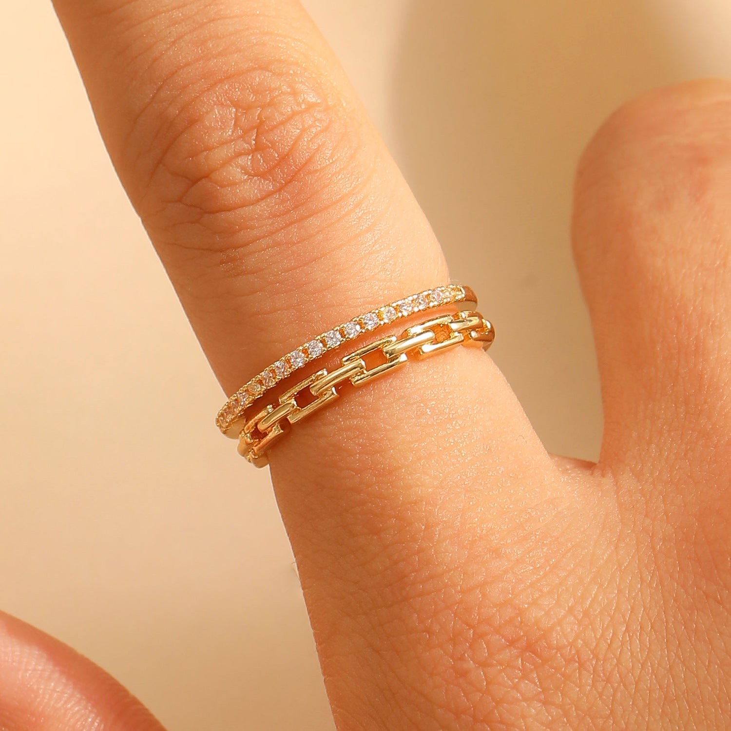 Wholesale Copper-plated man-made pearl wave design open ring set
