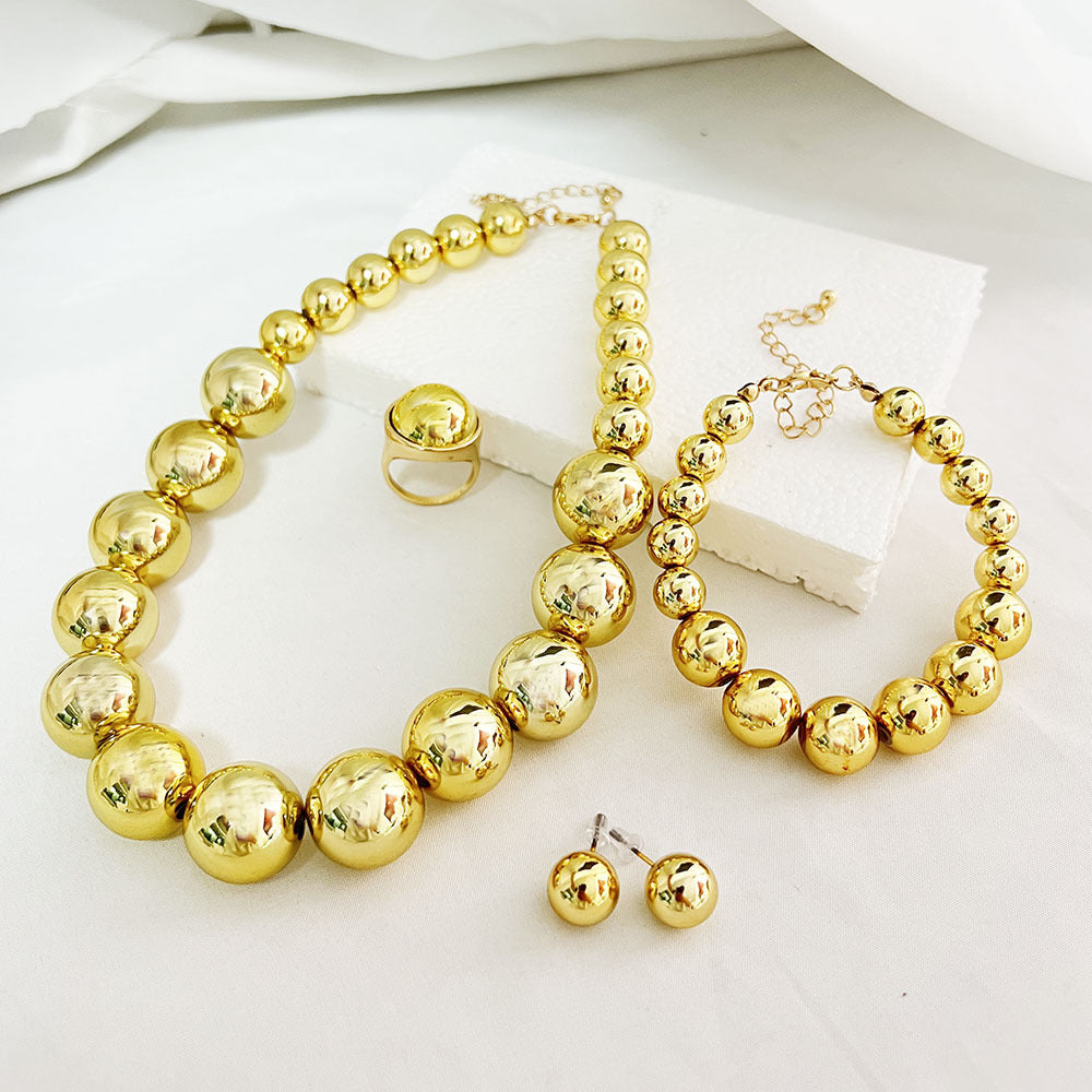 Wholesale Elegant Korean Pearl Necklace Earrings Set Bridal Jewelry Accessory Trendy Gift For Women Resale