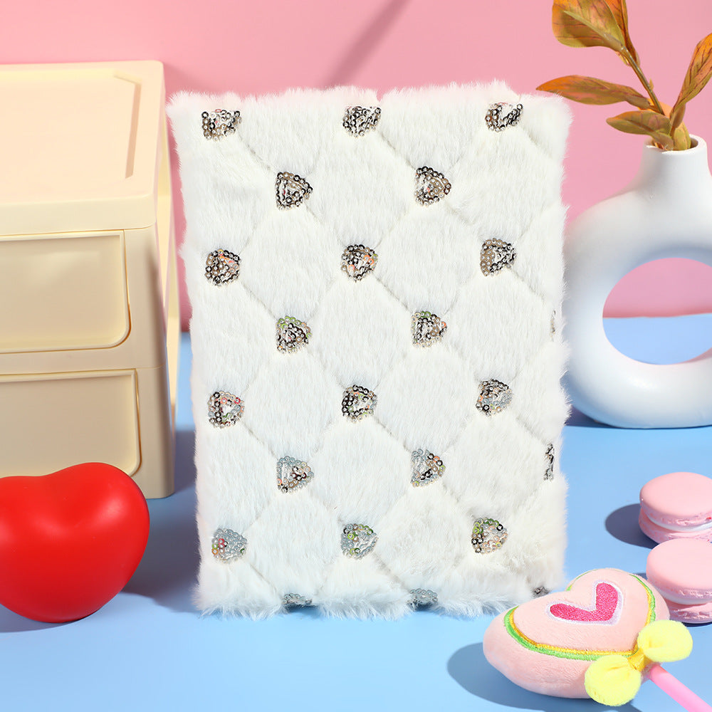Wholesale Creative Cartoon Plush Embroidery Love Sequin Notepad