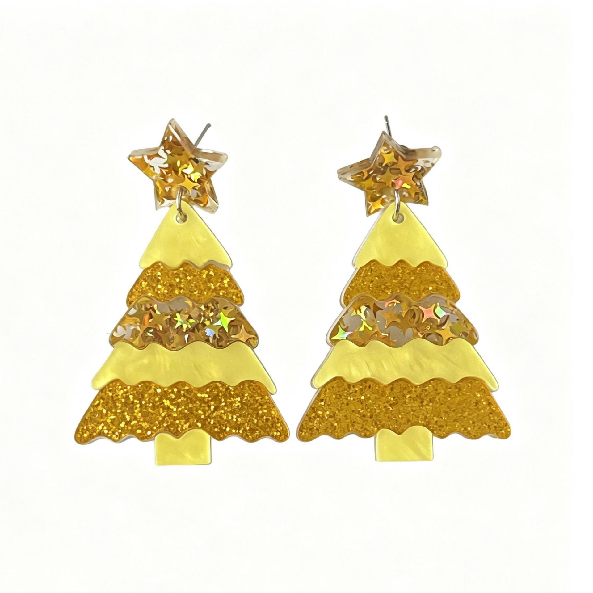 Wholesale Acrylic Christmas Earrings Geometric Sequins Star Tree Pink Jewelry Gift Boutique