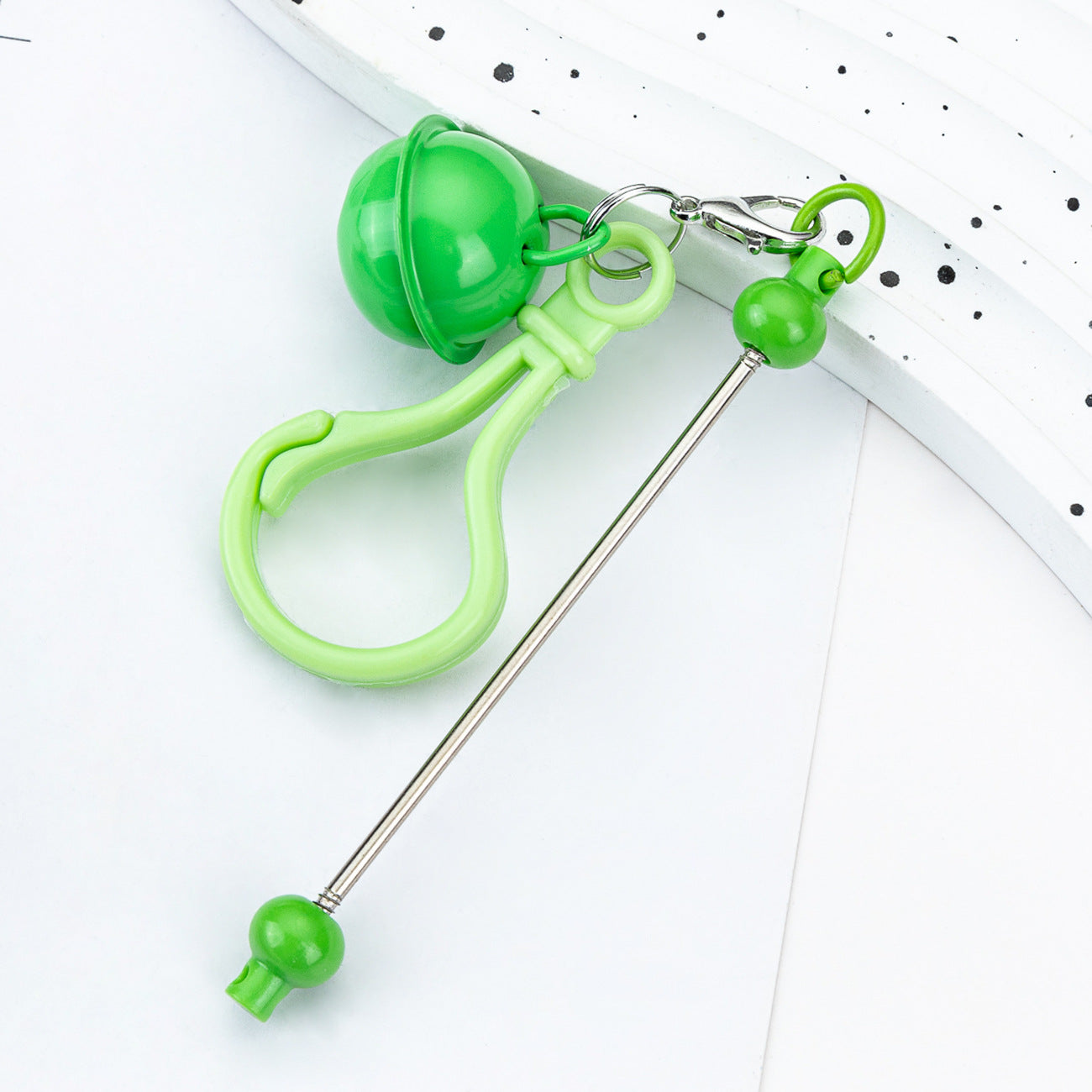 Wholesale DIY Beaded Bell Keychain Candy Color Plastic Keychain