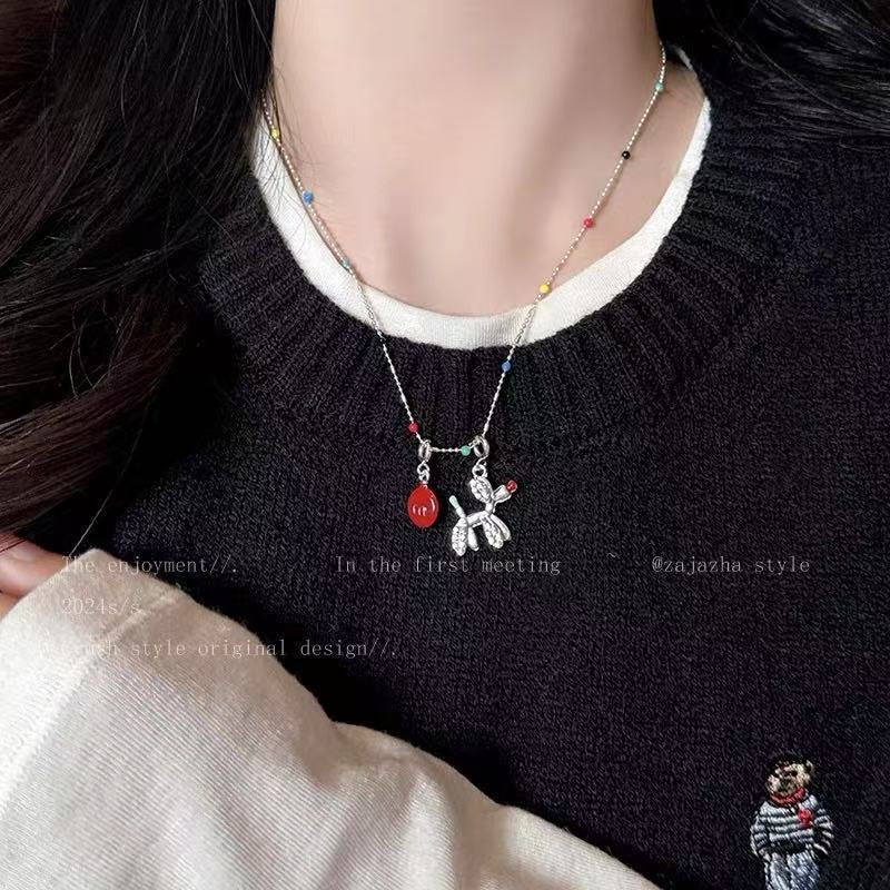 Wholesale Colorful Balloon Dog Necklace