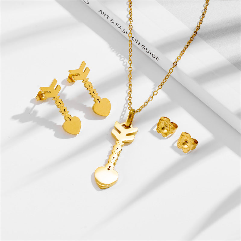 Wholesale bear stainless steel necklace suit arrow bear  earrings