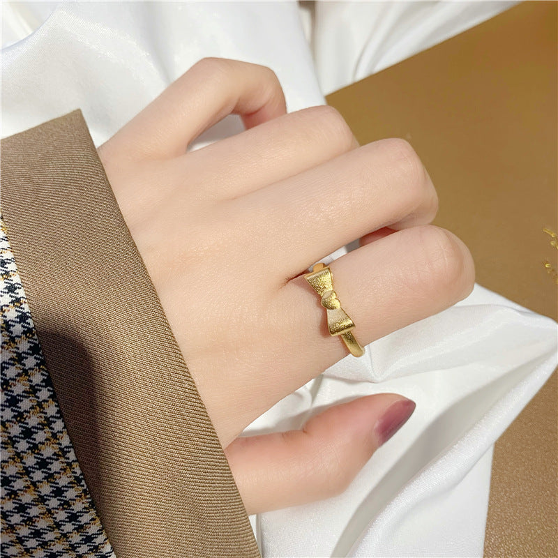 Wholesale 14K Gold Bow Heart-shaped Opening Adjustable Ring