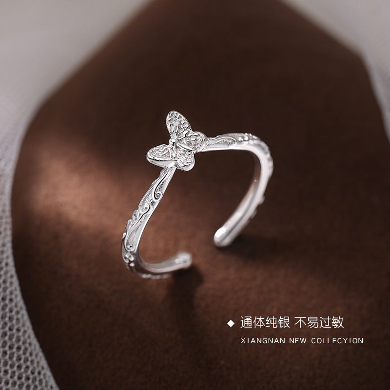 Wholesale 925 sterling silver butterfly ring light luxury index finger ring