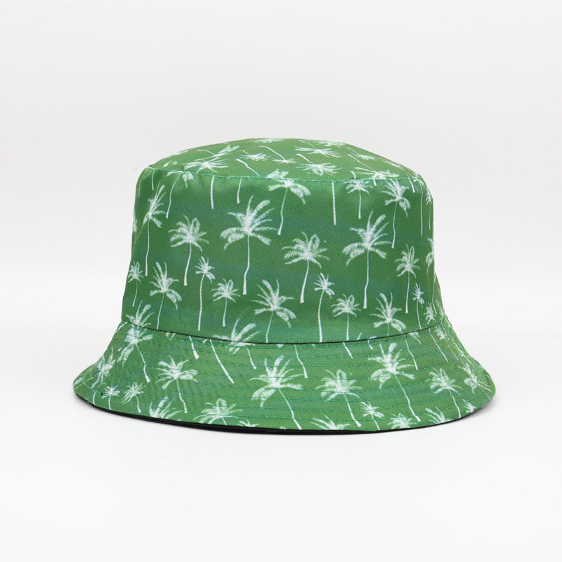 Wholesale  Coconut Tree Double-sided Fisherman Hat Bucket Hat