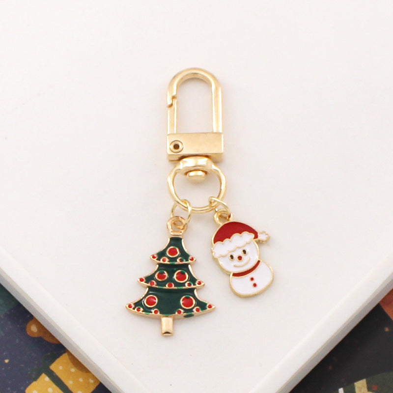 Wholesale Cartoon metal Christmas tree candy snowman keychain