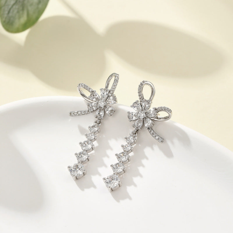 Wholesale  Bow Tassel Earrings Light Luxury  Earrings