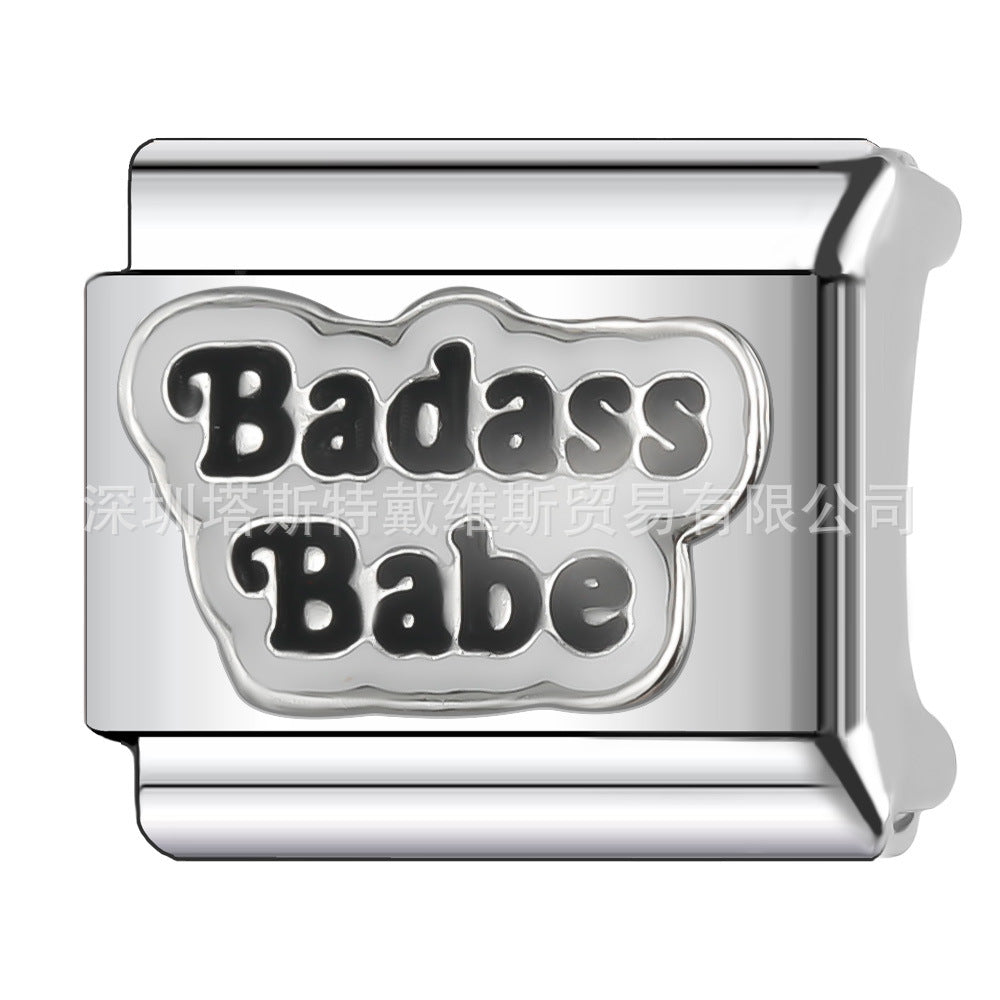 Wholesale  Italian Charm Bracelet 9mm DIY English Word Series Creative Stainless Steel Composable Bracelet