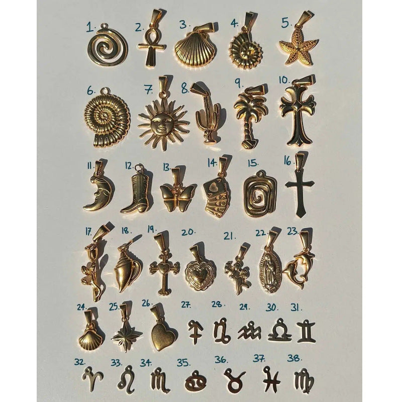 Wholesale Cross Starfish Denim Boots Pendant Twelve Constellations Ocean Elements Beach Wind  Necklace