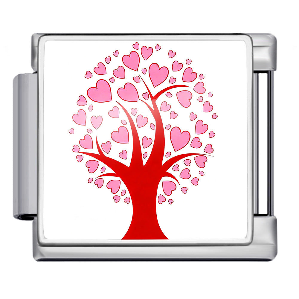 Wholesale 9mm Italian Charm Starter Bracelets DIY Valentine' s Day Heart-Shaped Stainless Steel Composable Bracelet