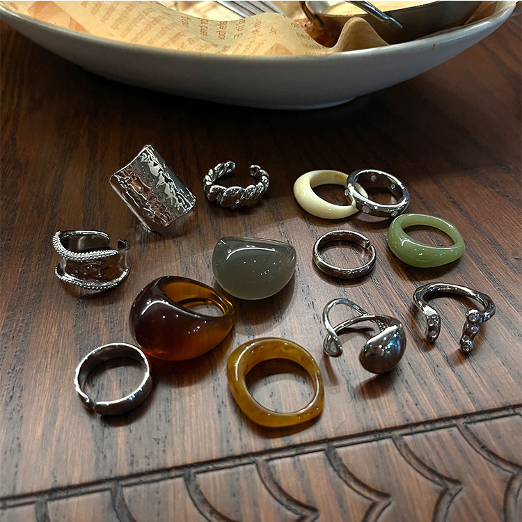 Wholesale Copper Electroplated Geometric Resin Ring,  Chic Jewelry Accessory for Resale