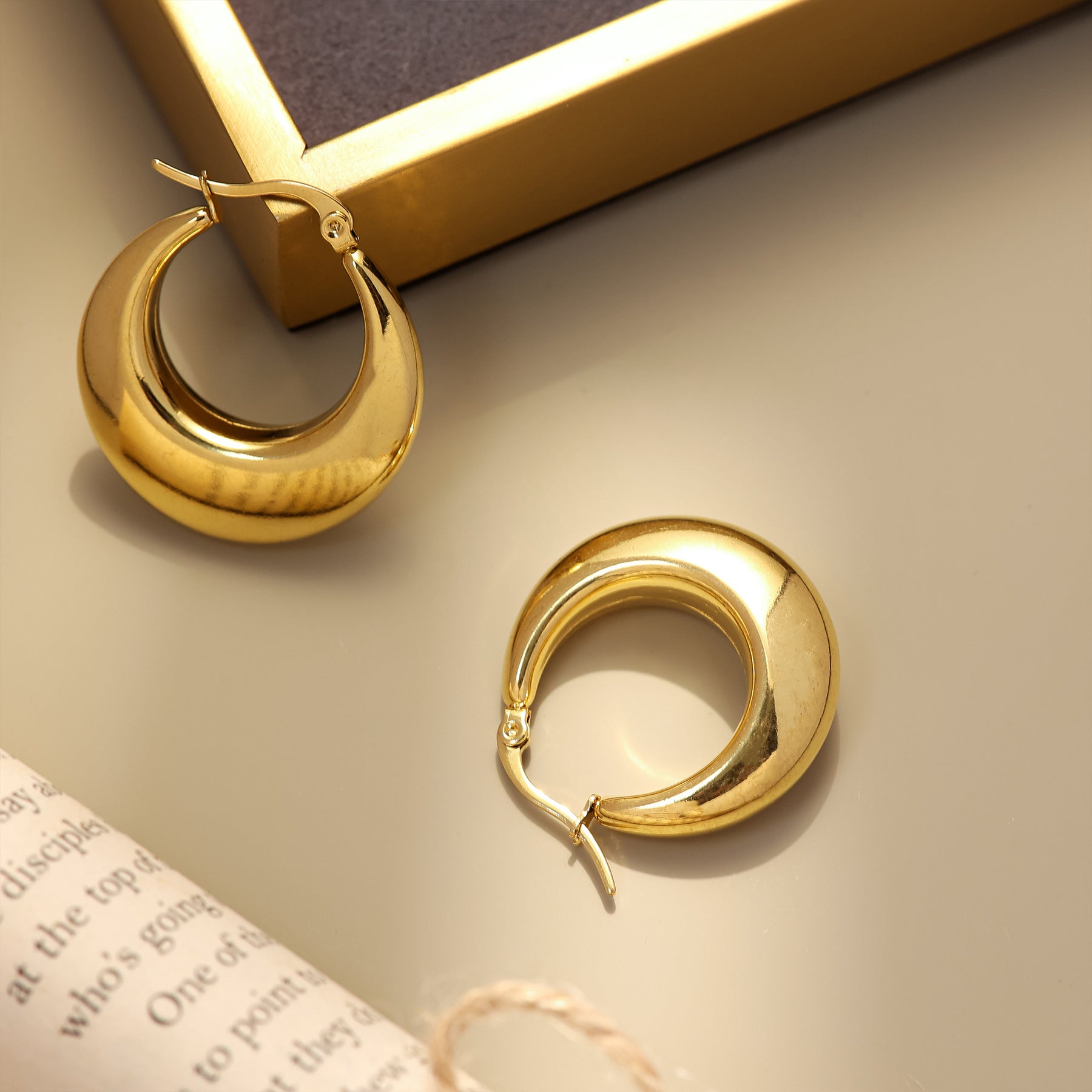 Wholesale Stainless Steel Geometric Solid Polished Earrings Gold Earrings ACC-ES-MeiWeite001