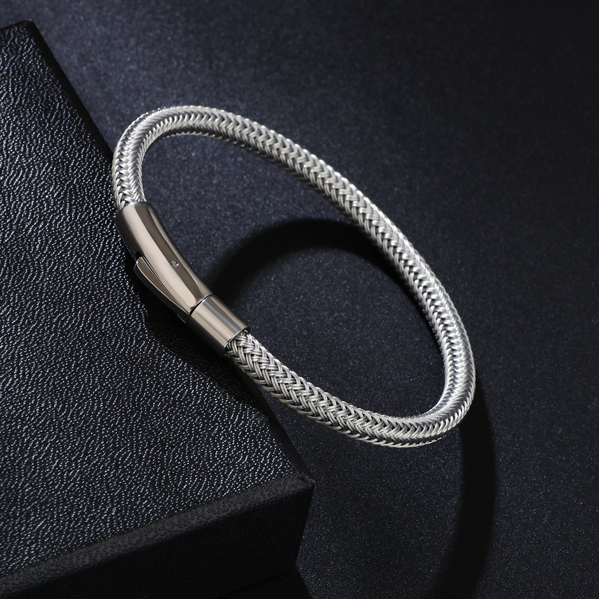 Wholesale wire braided stainless steel electroplated magnetic clasp bracelet