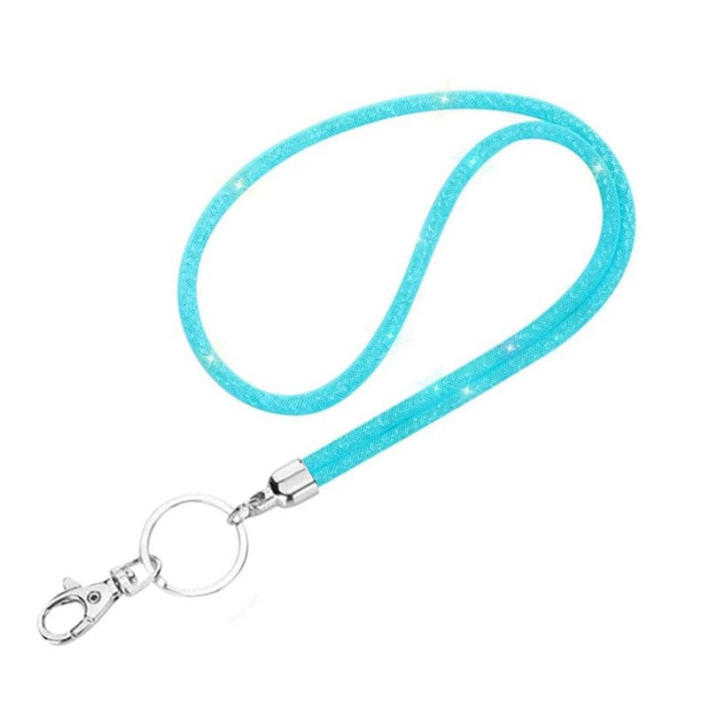 Wholesale Fishnet Rhinestone Lanyard Crystal Card Holder Lobster Keychain ACC-KC-LingYu001