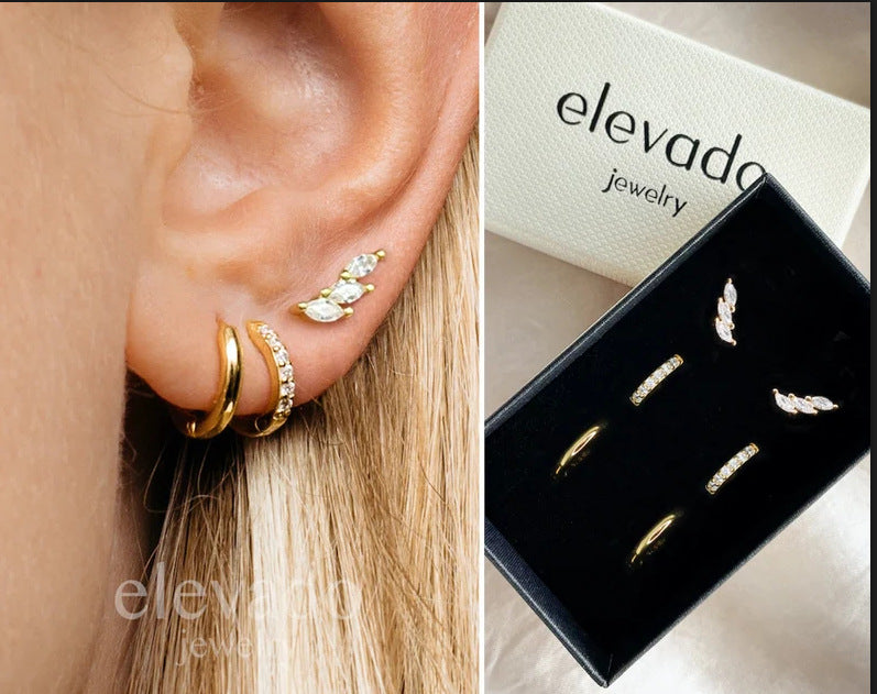 Wholesale Plated Real Gold Micro-paved Zircon Fashion Women's Earrings