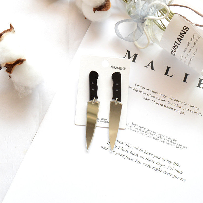 Wholesale Harajuku Punk Killer Sharp Knife Kitchen Knife Acrylic Earrings ACC-ES-XN027