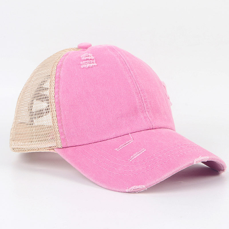 Wholesale Washed Cross Ponytail Baseball Cap Hat ACC-HT-ZhongChang001